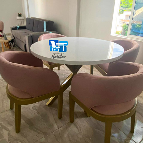 Comedor dinastia circular, con tela antifluidos