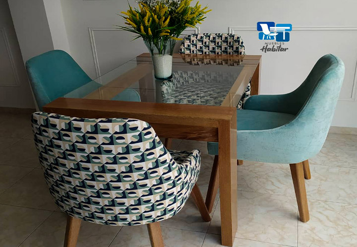 Comedor Valentín de 4 puestos, Madera flor Morado - 49